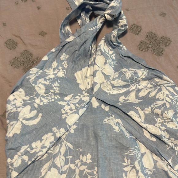 Reformation Samira Mini Dress Size 8 100% Linen Floral Halter Neck Backless - Picture 7 of 11